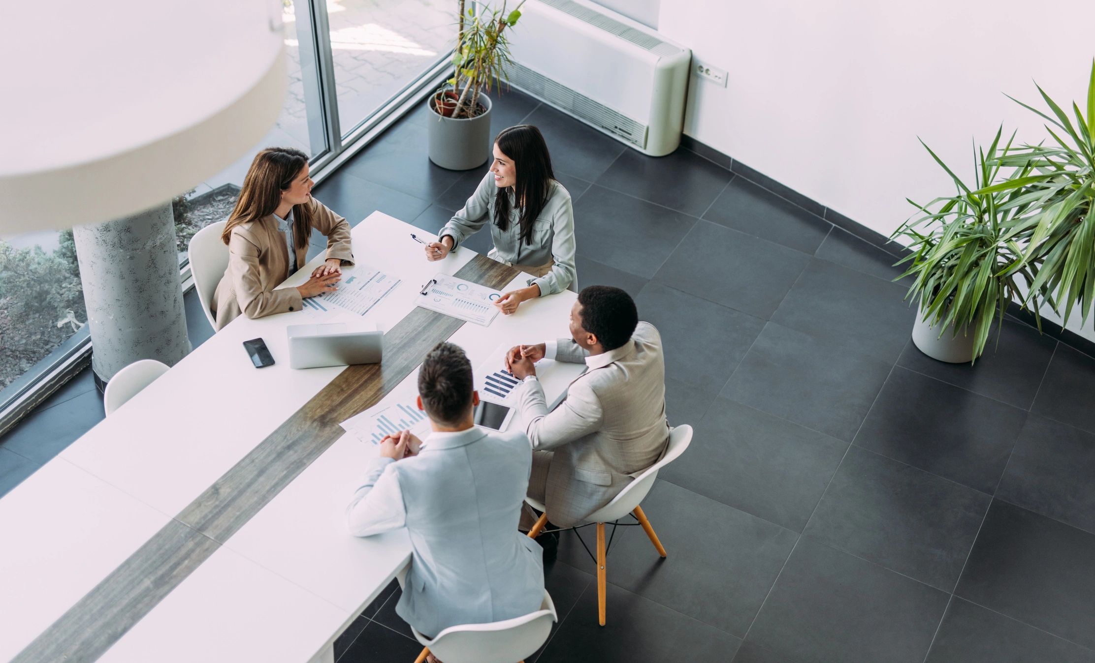 Team discussion during a business meeting